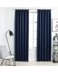 Rideaux occultants avec crochets 2 pcs Bleu 140x225 cm | Mobilier & Déco