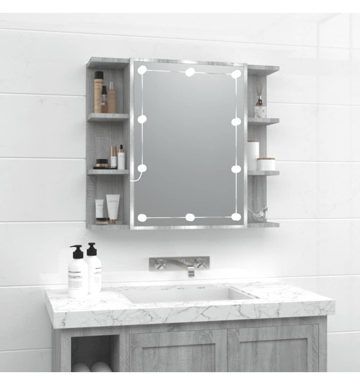 Armoire à miroir avec LED Sonoma gris 70x16,5x60 cm | Mobilier & Déco