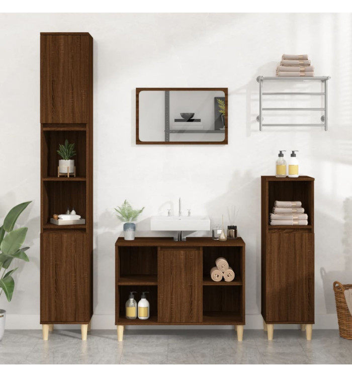 Ensemble de meubles de salle de bain 3 pcs Chêne marron | Mobilier & Déco