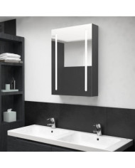 Armoire de salle de bain à miroir LED gris 50x13x70 cm | Mobilier & Déco