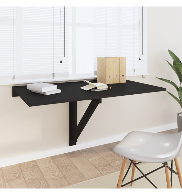Table murale pliable Noir 100x60x56 cm Bois d'ingénierie | Mobilier & Déco