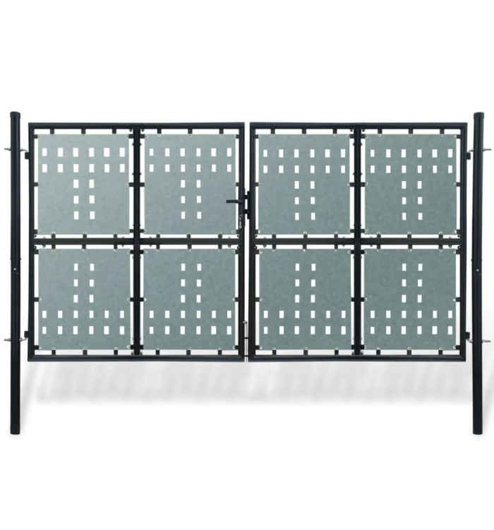 Portail simple de clôture Noir 300x250 cm | Mobilier & Déco
