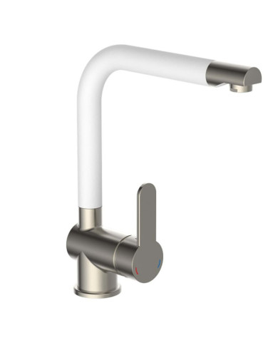 SCHÜTTE Mitigeur d'évier avec bec verseur haut RIO inox blanc mat | Mobilier & Déco