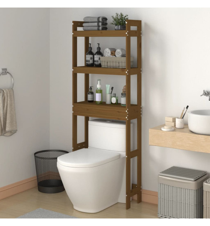 Étagère de toilette Marron miel 63x26x171 cm Bois de pin massif | Mobilier & Déco
