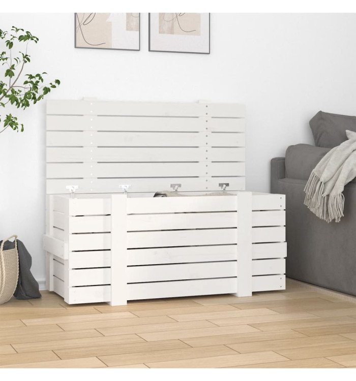 Boîte de rangement Blanc 91x40,5x42 cm Bois massif de pin | Mobilier & Déco