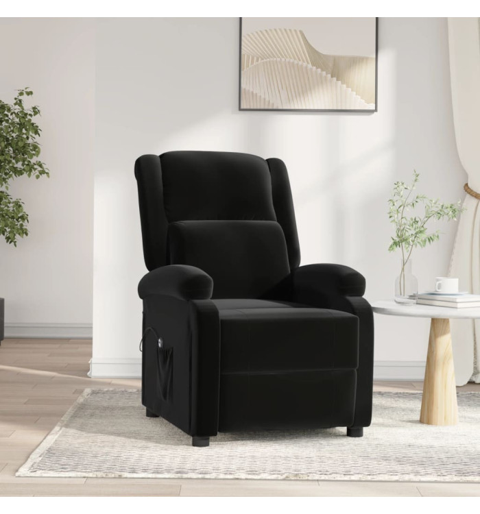 Fauteuil inclinable électrique noir velours | Mobilier & Déco