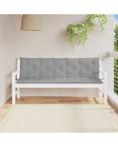 Coussins de banc jardin lot de 2 gris 180x50x7 cm tissu Oxford | Mobilier & Déco