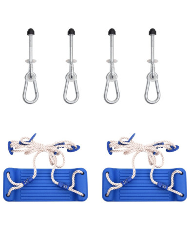 Sièges de balançoire avec pierres d'escalade lot de 2 bleu PE | Mobilier & Déco