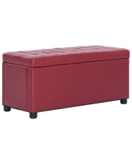 Pouf de rangement 87,5 cm Rouge bordeaux Similicuir | Mobilier & Déco
