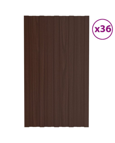 Panneaux de toiture 36 pcs Acier galvanisé Marron 80x45 cm | Mobilier & Déco