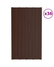 Panneaux de toiture 36 pcs Acier galvanisé Marron 80x45 cm | Mobilier & Déco