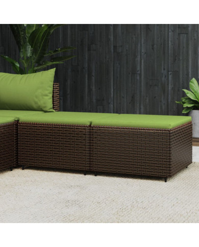 Repose-pieds de jardin coussins lot de 2 marron résine tressée | Mobilier & Déco