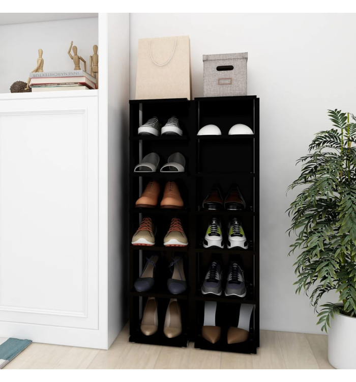Armoires à chaussures 2 pcs Noir 27,5x27x102 cm | Mobilier & Déco
