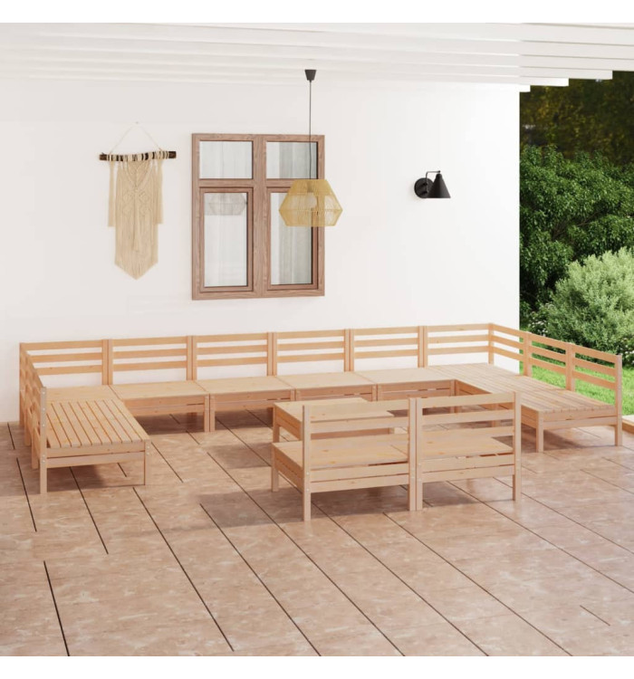 Salon de jardin 13 pcs Bois de pin massif | Mobilier & Déco