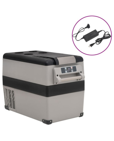 Glacière avec poignée et adaptateur noir et gris 35 L PP et PE | Mobilier & Déco