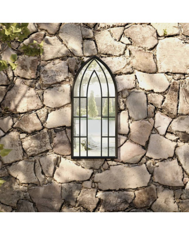 Miroir de jardin Noir 70x30 cm Fer pour utilisation extérieure | Mobilier & Déco