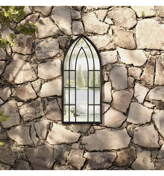 Miroir de jardin Noir 70x30 cm Fer pour utilisation extérieure | Mobilier & Déco