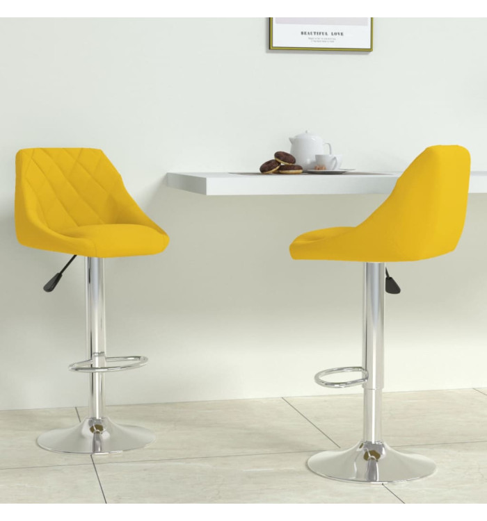 Tabourets de bar lot de 2 jaune moutarde velours | Mobilier & Déco