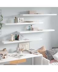 Étagère murale flottante 4pcs Blanc brillant 120x23,5x3,8cm MDF | Mobilier & Déco