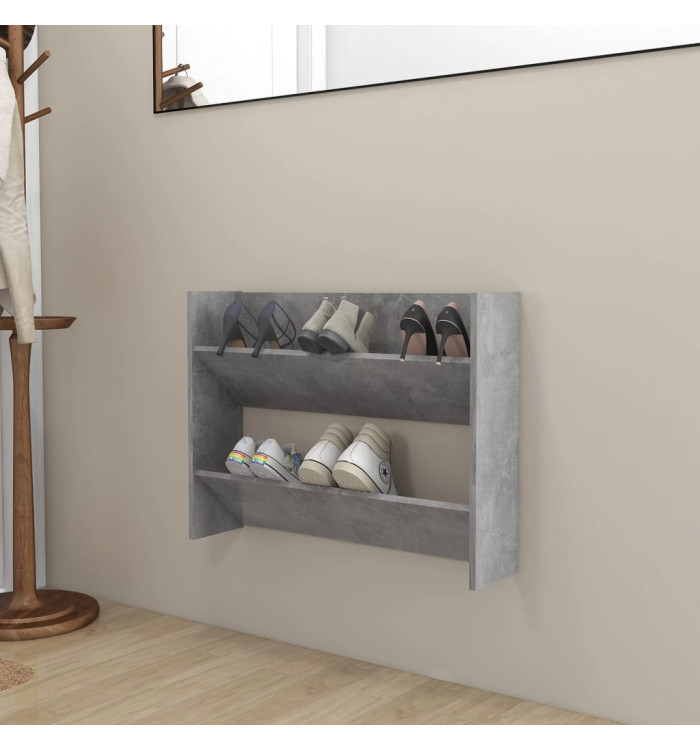 Armoire à chaussures murale Gris béton 80x18x60 cm Aggloméré | Mobilier & Déco