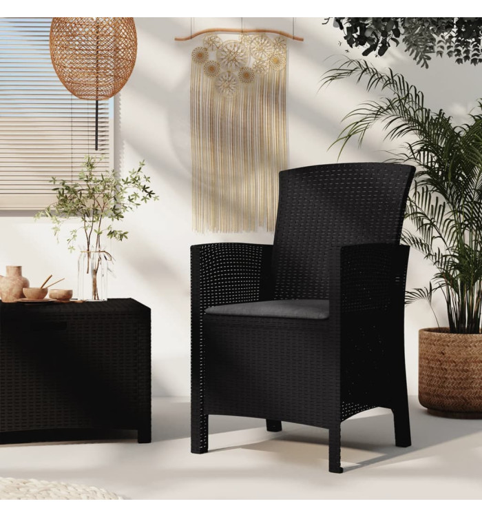 Chaise de jardin avec coussin Rotin PP Graphite | Mobilier & Déco