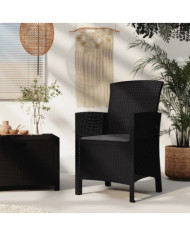 Chaise de jardin avec coussin Rotin PP Graphite | Mobilier & Déco