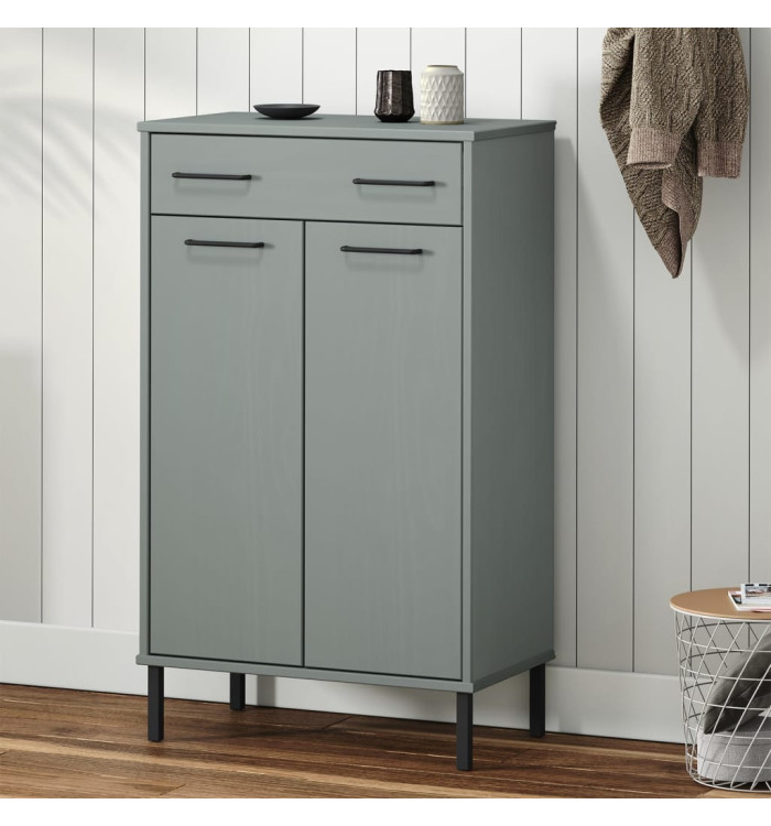 Étagère à chaussures et pieds en métal Gris Bois de pin OSLO | Mobilier & Déco
