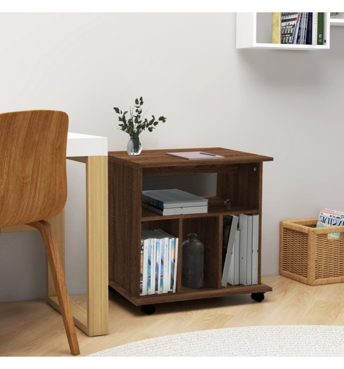 Armoire roulante chêne marron 60x45x60 cm Bois d'ingénierie | Mobilier & Déco