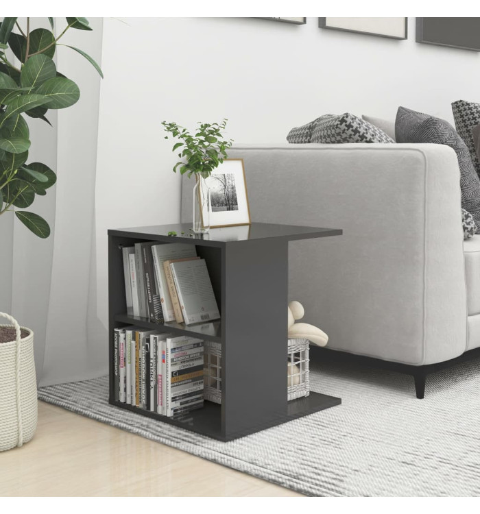 Table d'appoint gris brillant 45x45x48 cm bois d'ingénierie | Mobilier & Déco