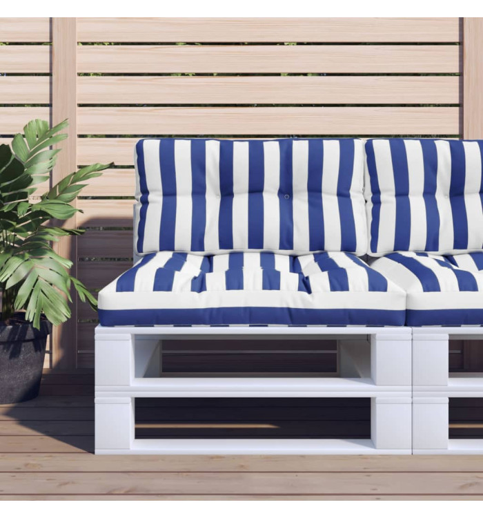 Coussins de palette lot de 2 rayures bleues/blanches tissu | Mobilier & Déco