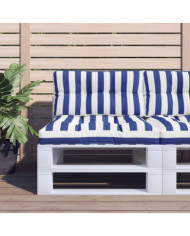 Coussins de palette lot de 2 rayures bleues/blanches tissu | Mobilier & Déco