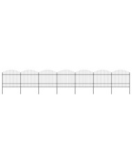 Clôture de jardin à dessus en lance Acier (1,5-1,75)x11,9m Noir | Mobilier & Déco