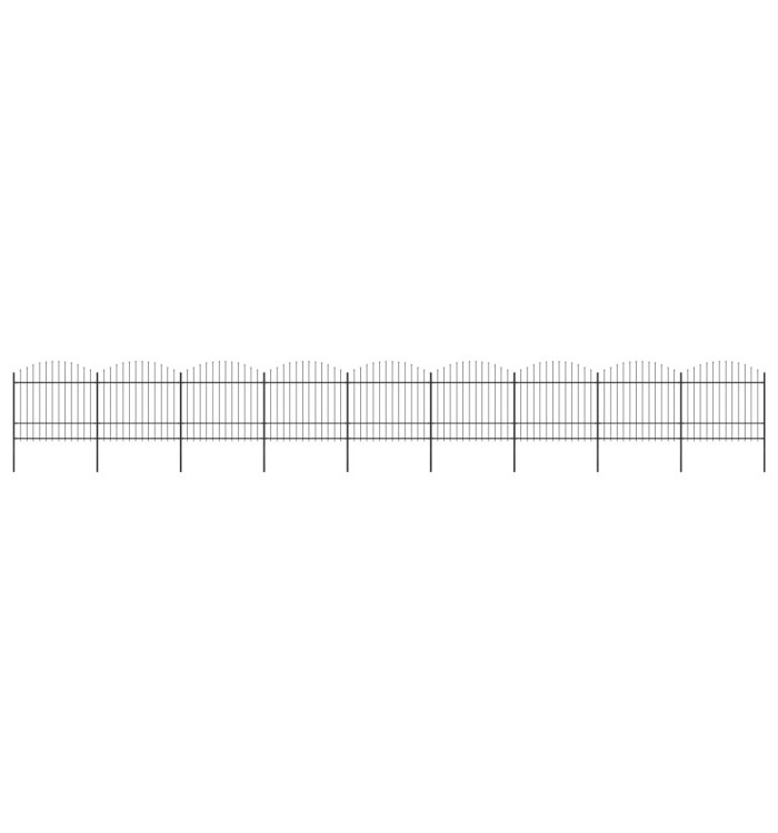 Clôture de jardin à dessus en lance Acier (1,5-1,75)x15,3m Noir | Mobilier & Déco