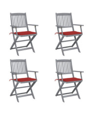 Chaises pliables d'extérieur lot de 4 et coussins Bois d'acacia | Mobilier & Déco