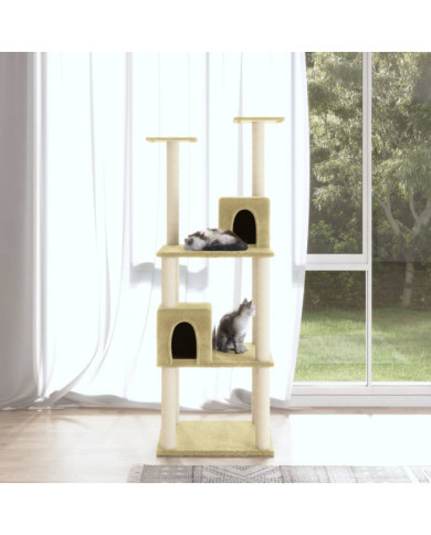 Arbre à chat avec griffoirs en sisal Crème 141 cm | Mobilier & Déco