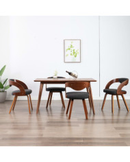 Chaises à manger lot de 4 gris foncé bois courbé et tissu | Mobilier & Déco