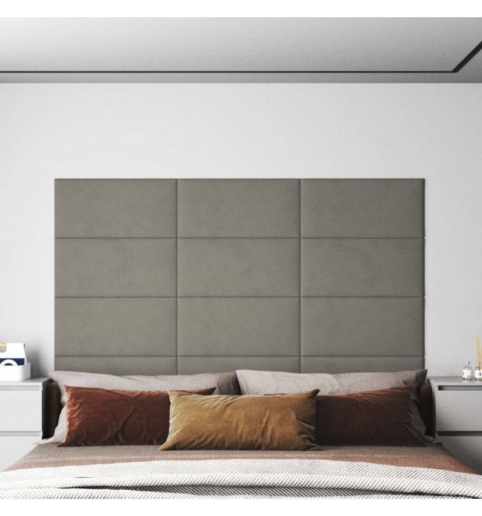 Panneaux muraux 12 pcs Gris clair 60x30 cm Velours 2,16 m² | Mobilier & Déco