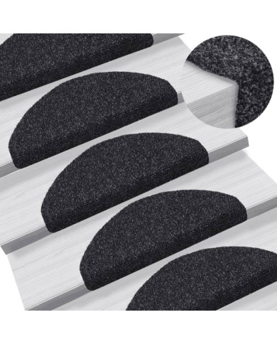 Tapis autoadhésifs de marches 10 pcs Noir 65x21x4 cm Aiguilleté | Mobilier & Déco