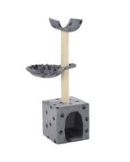 Arbre à chat et griffoir Sisal 105 cm Empreintes de pattes Gris | Mobilier & Déco