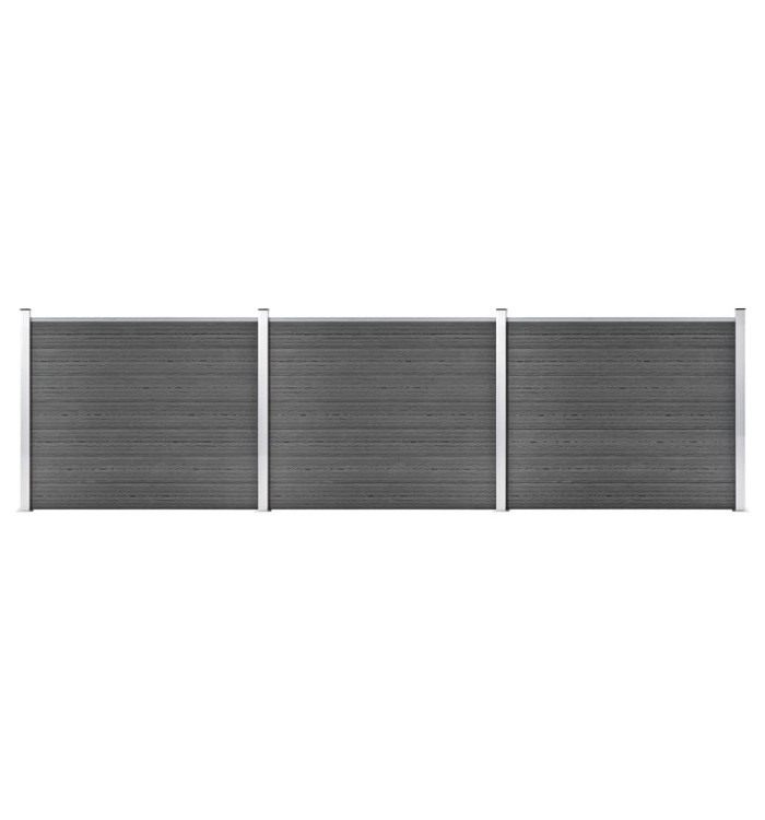 Ensemble de panneau de clôture WPC 526x146 cm Noir | Mobilier & Déco