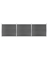Ensemble de panneau de clôture WPC 526x146 cm Noir | Mobilier & Déco