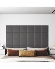 Panneaux muraux 12 pcs Gris 30x30 cm Similicuir 1,08 m² | Mobilier & Déco