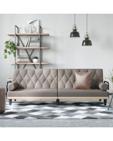Canapé-lit avec accoudoirs taupe tissu | Mobilier & Déco