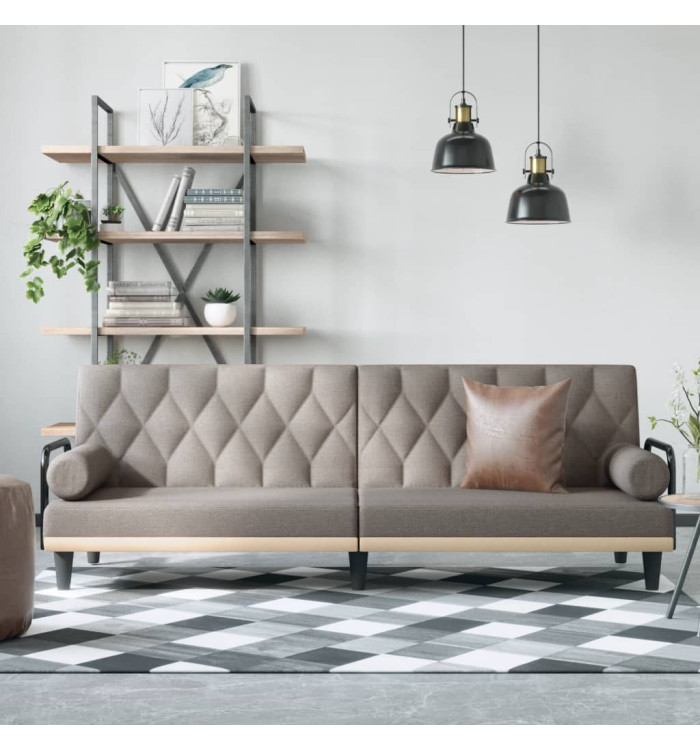 Canapé-lit avec accoudoirs taupe tissu | Mobilier & Déco
