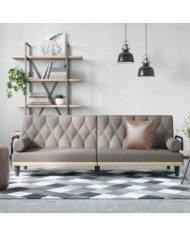 Canapé-lit avec accoudoirs taupe tissu | Mobilier & Déco