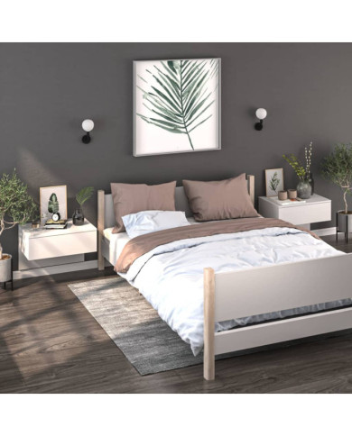 Tables de chevet murales 2 pcs Blanc | Mobilier & Déco