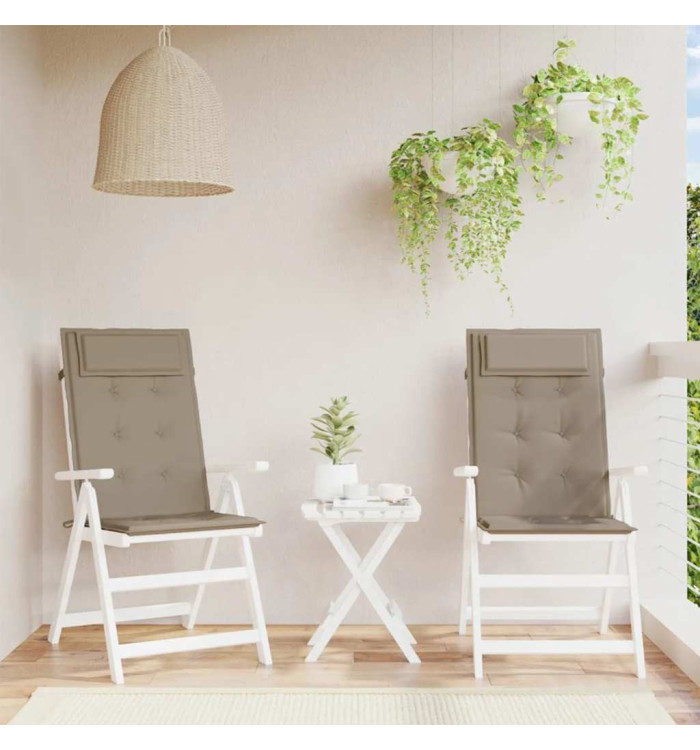 Coussins de chaise à dossier haut lot de 2 taupe tissu oxford | Mobilier & Déco