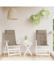 Coussins de chaise à dossier haut lot de 2 taupe tissu oxford | Mobilier & Déco
