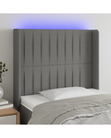 Tête de lit à LED Gris foncé 93x16x118/128 cm Tissu | Mobilier & Déco