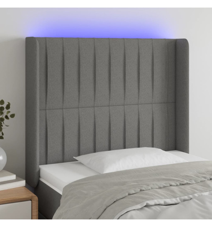 Tête de lit à LED Gris foncé 93x16x118/128 cm Tissu | Mobilier & Déco